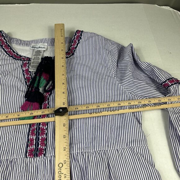 Tommy Bahama Womens Salina Poplin Shirt Dress Striped Embroidered Preppy SMALL - Picture 7 of 10